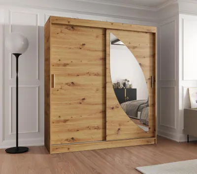 Obrázok produktu pre Šatníková skriňa 180 cm SUDENA s posuvnými dverami - dub artisan