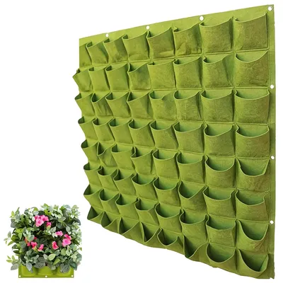 Produktbild von Pflanztaschen Hängend, Green Garden Vertikaler Pflanzer Multi Pocket Wandhalterung Living Growing Bag Filz Kräutertopf, 25 Taschen, 100 x 100 H