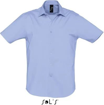 Produktbild von SOL'S Herren Hemd Kurzarm Stretch Freizeithemd Business Sommer T-Shirt, Größe:L, Farbe:Bright Sky