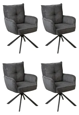 Produktbild von Polsterstuhl - Anthrazit - Stoffbezug - Metallgestell - 180 Grad drehbar - 4er Set