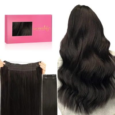 Immagine prodotto di Clip-in per extension di capelli naturali, 45 cm, 125g, marrone scuro, capelli Remy, prolungamento invisibile