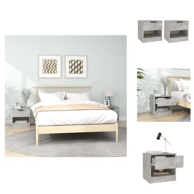 Image de vidaXL Tables de chevet 2 pcs. Bois composite gris béton - Tables de chevet