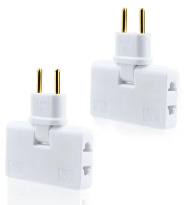Produktbild von Leikedun 2er-Pack Flachsteckdose, 3-in-1-Stecker, Weiß, ABS, 10A, 230V, Typ C/B,