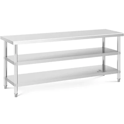 Produktbild von Expondo Royal Catering Edelstahl-Arbeitstisch - ECO - 200 x 60 cm - 500 kg - Zwischenboden -