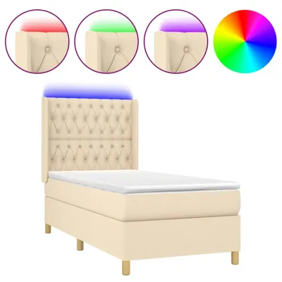 Produktbild von vidaXL Boxspringbett mit Matratze & LED Creme 90x200 cm Stoff