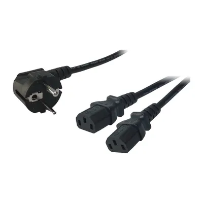 Immagine prodotto di Cavo di alimentazione LogiLink Y spina di sicurezza 90° a 2 x IEC C13 nero 1,7 m