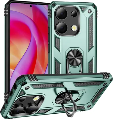 Produktbild von Schutzhülle für Xiaomi Redmi Note 13 Pro+ 5G Dual Layer Robust Militäre Fallschutz Hülle mit Ringhalterung Ständer Grün