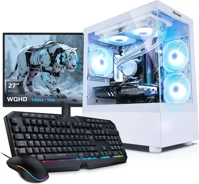 Produktbild von kiebel.de PC Set Gaming mit 27 Zoll TFT Invader XS 14 Intel Core i7-14700KF, 32GB DDR4, NVIDIA RTX 5070 12 GB, 1TB SSD, WLAN, Windows 11, Komplettsystem Gaming