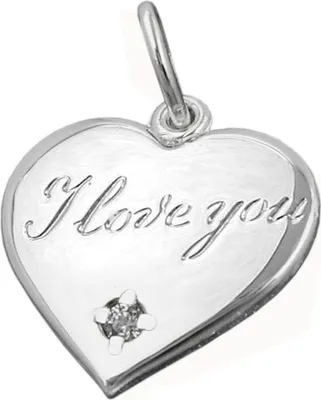 Produktbild von Anhänger Herz mit Zirkonia I Love You - Gravur 925 Echt Silber Silberanhänger