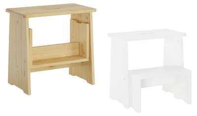 Produktbild von Stufenhocker Klapphocker Tritthocker klappbar Kiefer natur oder weiß V-90.92-06