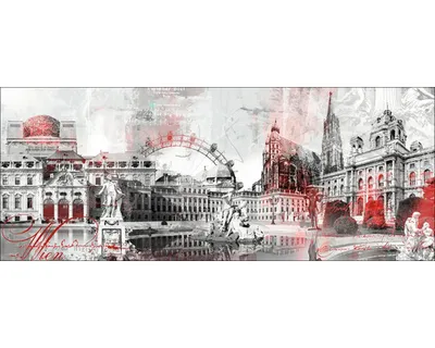 Produktbild von Glasbild Wien Wahrzeichen II 125x50 cm
