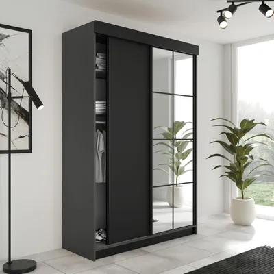Produktbild von KIER FURNITURE Schiebegarderobe LAMARO mit Spiegel, Schrank Schlafzimmer, 138x205x59cm