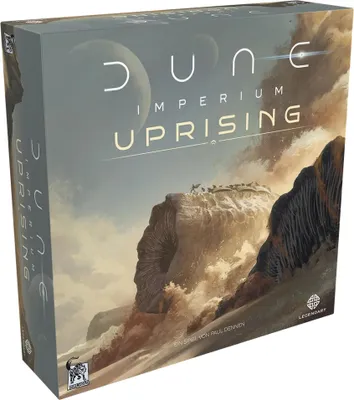 The image shows the box of the board game Dune: Imperium Uprising.
