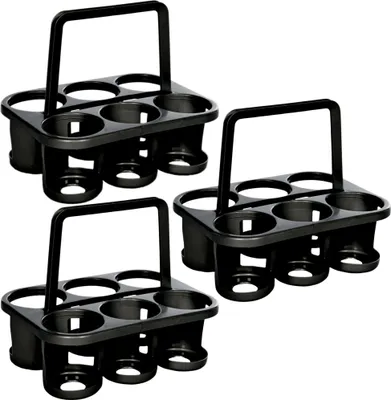 Produktbild von Novaliv 3x Flaschenträger für 18 Flaschen - Stabiler Halt - Getränkekorb Kunststoff, Stapelbar, 32x23x28cm Anthrazit - Ideal für Küche & Keller Getränkekorb Bierträger Getränketräger Flaschenbox