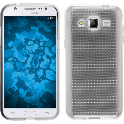 Produktbild von PhoneNatic Case kompatibel mit Samsung Galaxy J2 (2015) - clear Silikon Hülle Iced + 2 Schutzfolien