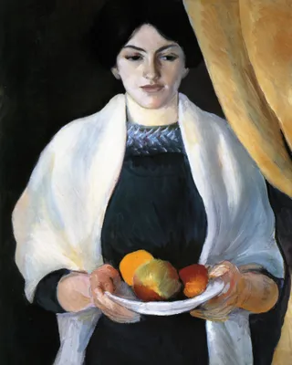 Produktbild von August Macke Kunstdruck Bild - Porträt Der Frau Des Künstlers Mit„pfeln, 1909 (50 x 40 cm)