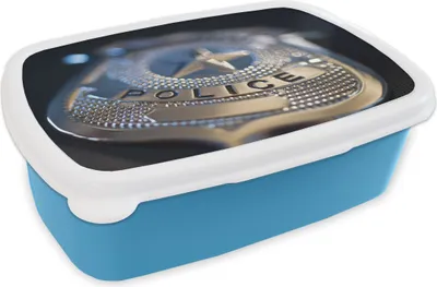 Produktbild von KitchenYeah® Lunchbox Brotzeit Brotdose 17x11 cm Polizeiabzeichen Kinder Brotzeitdose - Lunch - Kunststoff  - Brotbüchse - Sandwichbox - Lunchbox für Kinder