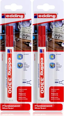 Produktbild von edding 3300 Permanent Marker rot Spitze 1-5mm wasserfest, wischfest (2er Pack)
