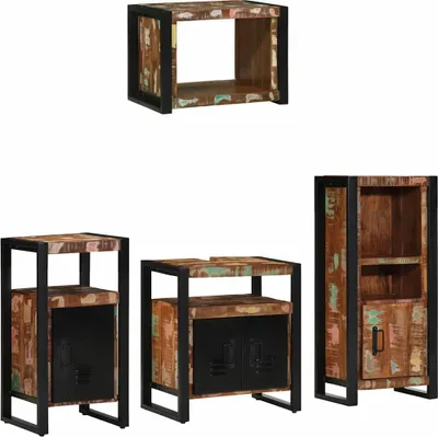 Image de vidaXL Ensemble de meubles de salle de bain, 4 pièces, multicolore et noir