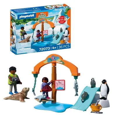Produktbild von Animals und Friends Zoo Pinguine und Robben mit Futter-Karussell Kinder Spielzeug ab 4 Jahren 72073 Eis-Expedition