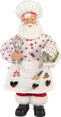 Produktbild von Clayre & Eef Weihnachtsdekorationsfigur Weihnachtsmann 13x10x28 cm Weiß Textil