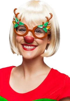 Produktbild von Brille Rentier mit Nase Rudolph Weihnachten Kunststoff mit Geweih Karneval