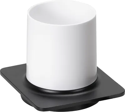 Produktbild von BORGANIC BLACK Glashalter mit Glas Edelstahl Zink Kunststoff Schwarz 110x100x100 mm für Bad & WC >> zum Bohren