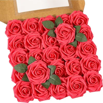 Produktbild von MODFU Künstliche 25 Rosenblüten, Schaumrosen, künstliche Blumen, Rosenköpfe, gefälschte künstliche Rosen für Hochzeitsstrauß, Braut, Heimdekoration