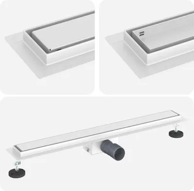Image de vidaXL Siphon de douche 2 en 1, argent, 80 cm, acier inoxydable 304