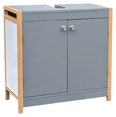 Produktbild von osoltus Unterschrank Waschbeckenunterschrank Bambus / Grau