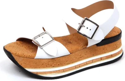 Produktbild von F2546 sandalo donna weiß HOGAN H354 scarpe sughero Korkschuh Frau