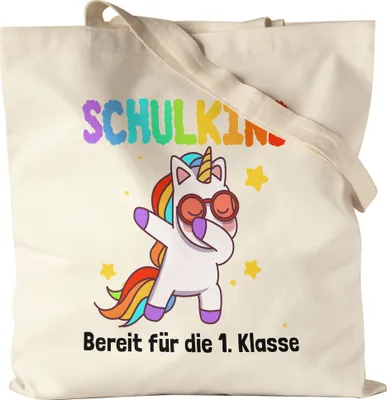 Produktbild von Schulkind Bereit Für 1. Klasse Jutebeutel Stoffbeutel Canvas Einhorn Unicorn Geschenkidee Grundschule Einschulung
