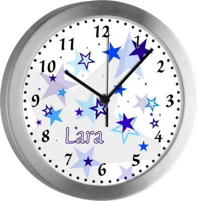 Produktbild von Kinderzimmer Funkwanduhr, Funkuhr Wanduhr Kinder, Sterne blau 25 cm