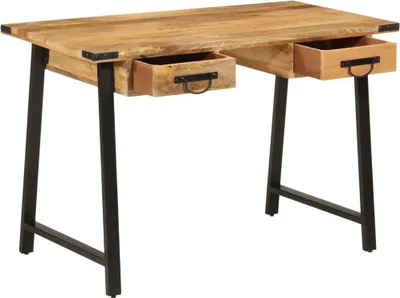 Obrázok produktu pre Písací stôl so zásuvkami 105x55x70 cm masívne drevo mango železo