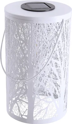Produktbild von Näve Leuchten LED-Deko-Solarleuchte weiß LED-Deko-Solarleuchte weiß LED-Deko-Solarleuchte weiß, Lampe für den Außenbereich im Natural-Style, aus Metall und Kunststoff in weiß, 20 cm hoch, Ø 12 cm, LED Platine – mit Schiebeschalter – Dämmerungssensor
