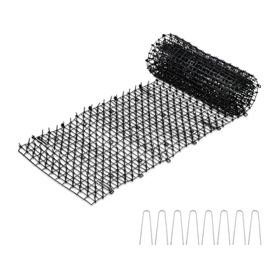 Obrázok produktu pre 2 ks ostnaté pletivo, ochrana proti kunám a mačkám, Š x H: 200 x 30 cm, ochrana záhonov a rastlín, s 8 zemnými kotvami, čierne