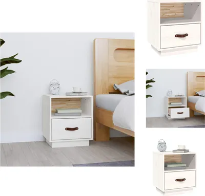 Produktbild von vidaXL Nachttisch Weiß 40x34x45 cm Massivholz Kiefer -  Nachttische