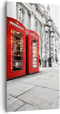 Produktbild von Bild auf Leinwand - Leinwandbild - Telefon London Kultur - 65x120cm - Wand Bild - Wanddeko - Leinwanddruck - Bilder - Kunstdruck - Wanddekoration - Leinwand bilder - Wandkunst - PA65x120-2595