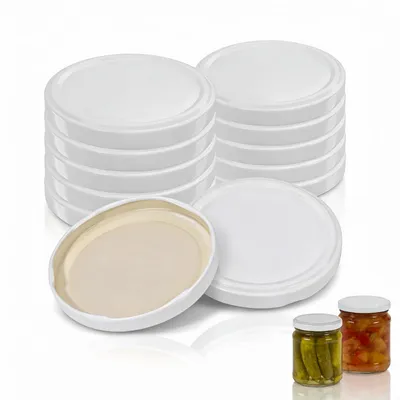 Image de Couvercles à visser en métal, hermétiques et adaptés au contact alimentaire, pour bocaux de conservation et de confitures, diamètre 82 mm, lot de 12