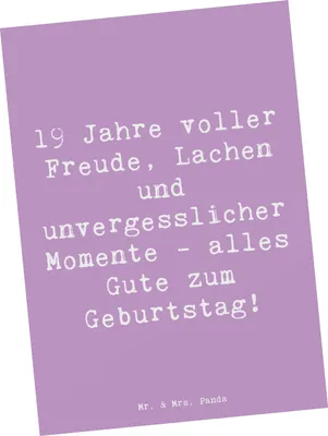 Produktbild von Mr. & Mrs. Panda Postkarte Spruch 19. Geburtstag Freude - Lavendeltraum - Geschenk, besonderer Anlass, Happy Birthday, Geburtstagswünsche, Fotokarte, Geburtstagsgeschenke
