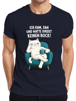 Productafbeelding van "Ich kam, sah und hatte direkt geen zin" - Sarcasme T-shirt, marineblauw, maat L