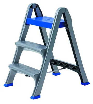 Imagen del producto de Taburete Bama Skala con 3 escalones, escalera antideslizante. Capacidad máxima de carga: 130 kg. Pequeña escalera de plástico, dimensiones: 47x70x78h cm. Color: gris antracita