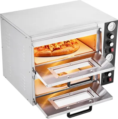 Produktbild von Elektrischer Pizzaofen 2500+2500W für 457mm Pizza - Pizzabackofen bis 450°C - Pizzamaker mit Temperatur- und Zeiteinstellung - Doppelkammer Pizzabackmaschine - Multifunktionaler Pizzamaschine