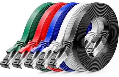 Produktbild von deleyCON 1m CAT 8 Flach Netzwerkkabel RJ45 40 Gbit/s, 5 Stück - Bunt – Größe 5x 1 M