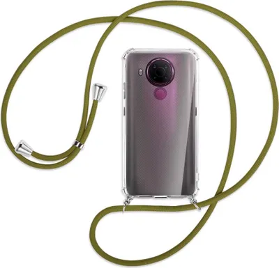 Produktbild von Handykette Backcover-Schutzhülle mit Band (Metall silberfarben) für Nokia 5.4 - khaki