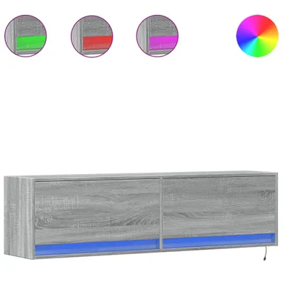 Obrázek produktu pro vidaXL Nástěnná TV skříňka s LED osvětlením Grey Sonoma 140x31x38 cm