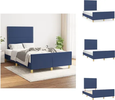 Obrázok produktu pre vidaXL Rám postele s čelom modrý 120x200 cm látka - Postele a rámy postelí