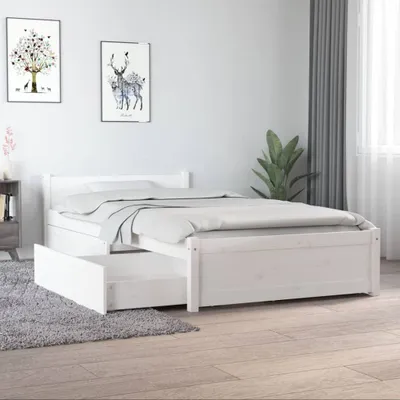 Zdjęcie produktu dla The Living Store Łóżko z szufladami białe 90x190 cm