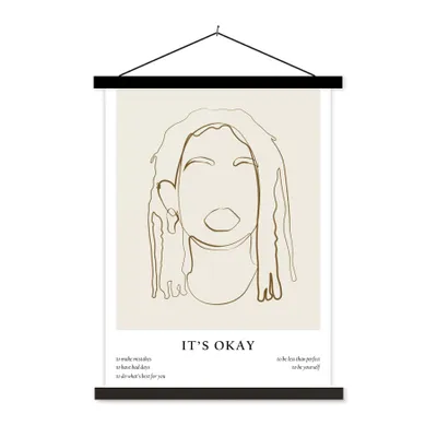 Produktbild von MuchoWow® Textilposter Frauen - Text - Strichzeichnungen - Zitate 90x120 cm mit schwarzem Rahmen - Dekoration