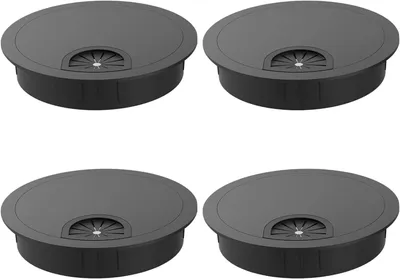 Produktbild von Kabeldurchführung 60mm Schwarz 4 Stück, Zinklegierung Kabelmanagement Für Schreibtisch Und Arbeitsplatz